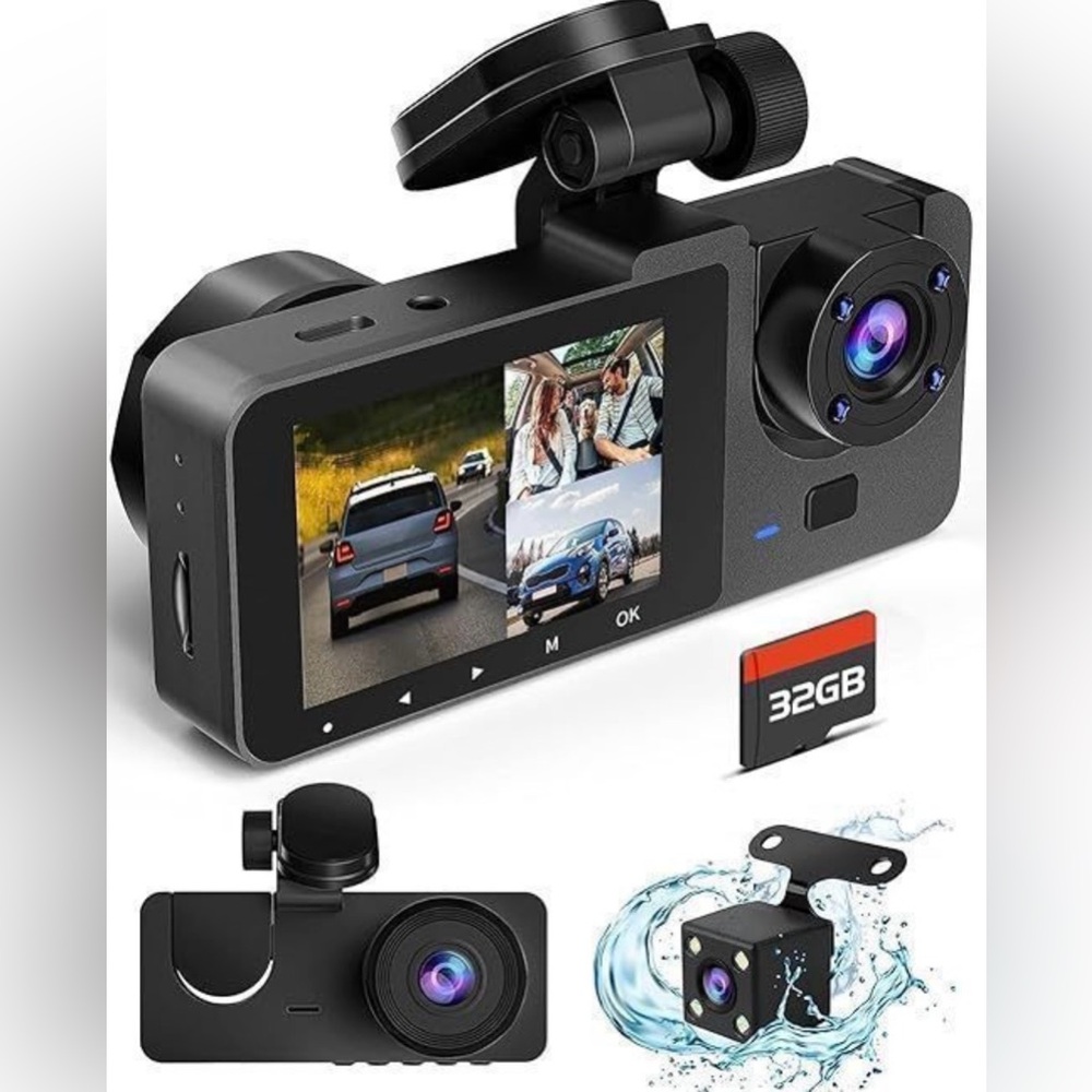 MSRP $89.99 Y15 Vehicle Black BOX DVR Dual Lens Dash Camera 32GB TF Card Include